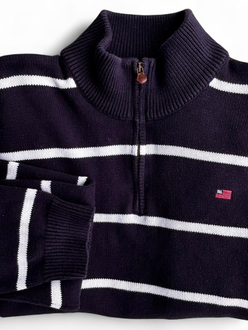 Vintage MEN’S Polo Ralph Lauren Navy 1/4 Zip
Sweater XL